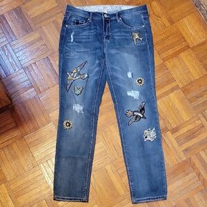 Vintage America Women's Embellished Embroidered Boho Festive Denim Jeans Size 6